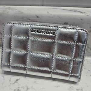Michael Kors Metallic Silver Quilted Wallet
